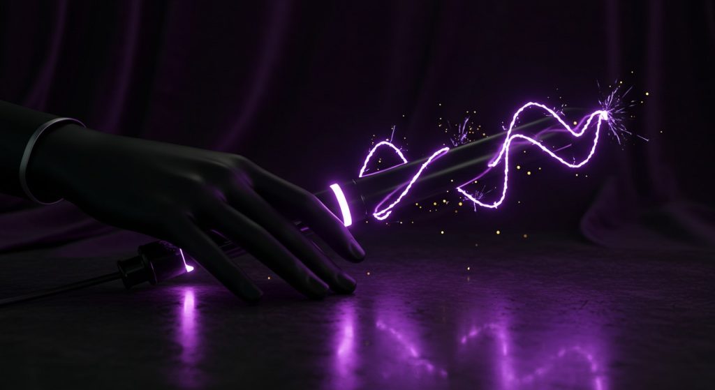 Discover Thing Noir, The Dungeon Store’s bold new violet wand toy. Elevate electroplay with this hand-shaped, spark-gapped accessory. Pure BDSM innovation.
